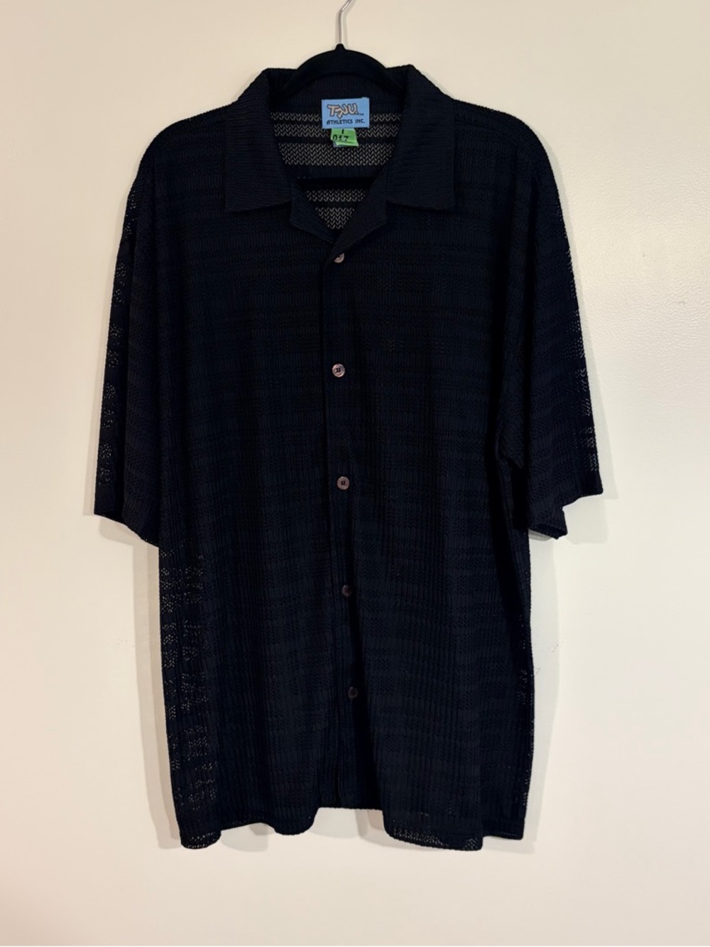 Black Open Knit Short Sleeve Top